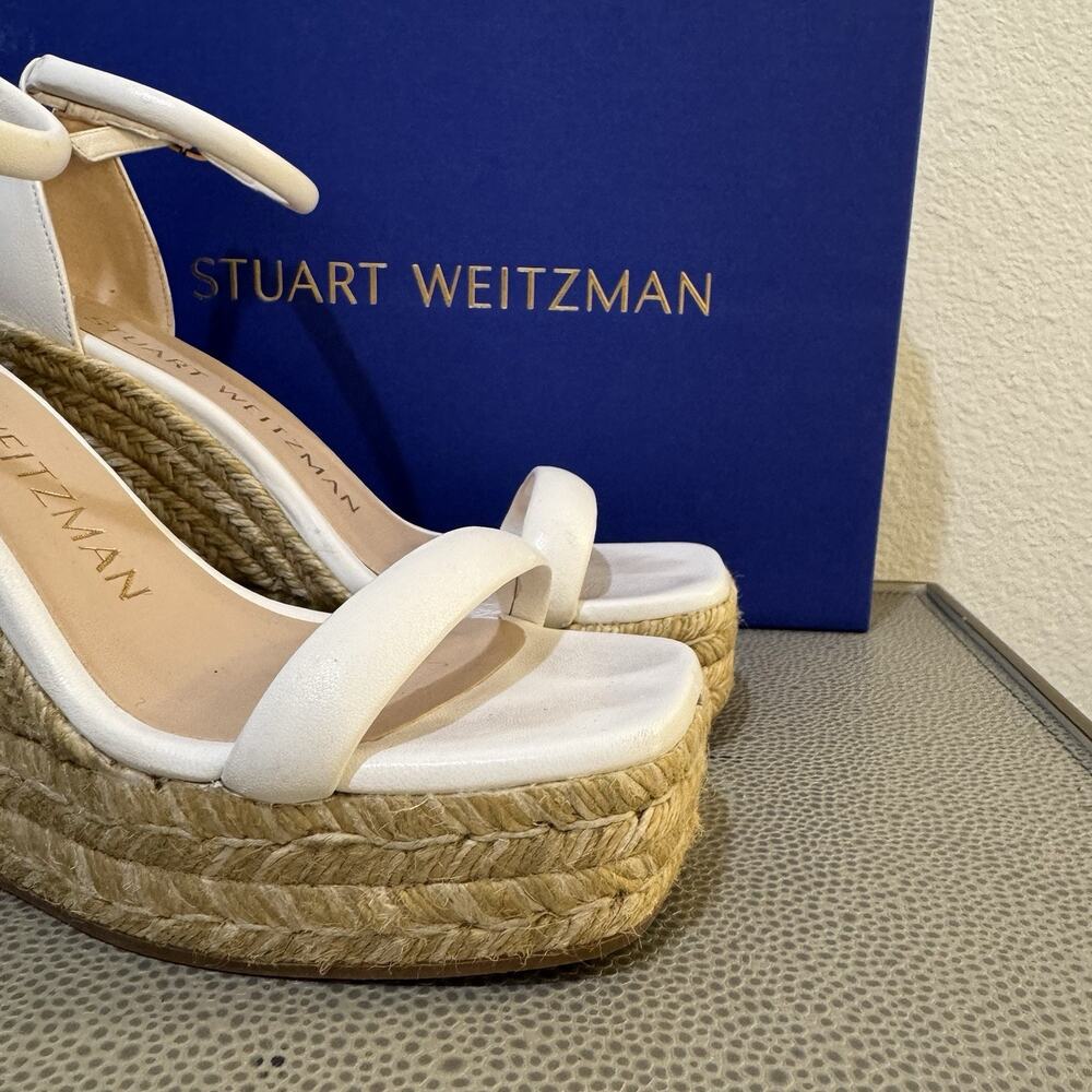 Stuart Weitzman Women's White Nudist Wedge Espadrille Sandal Shoes Size 6.5 - Picture 2 of 16